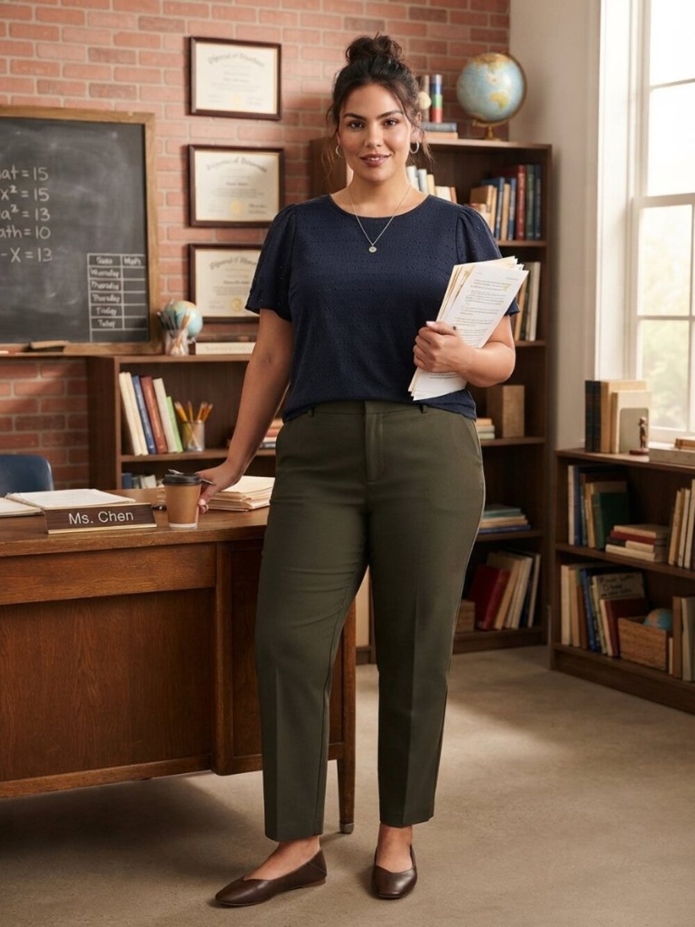Navy Eyelet Blouse